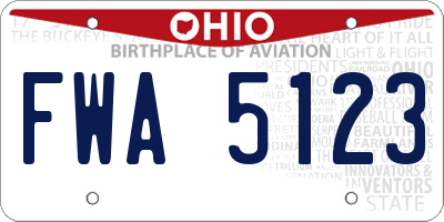 OH license plate FWA5123