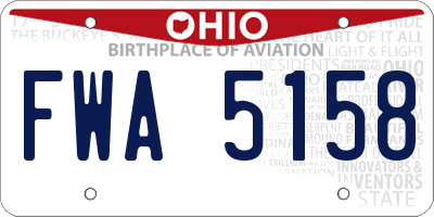 OH license plate FWA5158