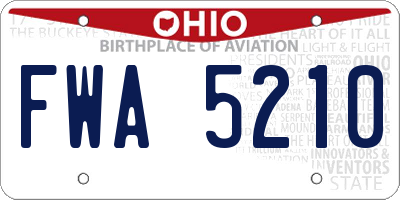 OH license plate FWA5210