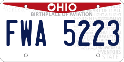OH license plate FWA5223