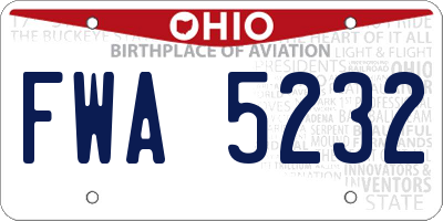 OH license plate FWA5232