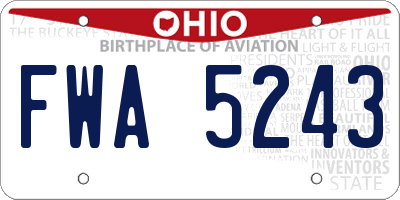 OH license plate FWA5243