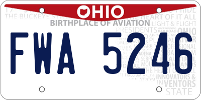 OH license plate FWA5246