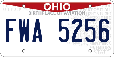 OH license plate FWA5256