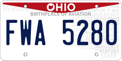 OH license plate FWA5280