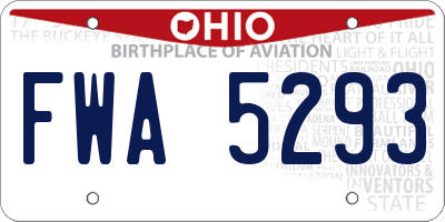 OH license plate FWA5293