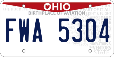 OH license plate FWA5304
