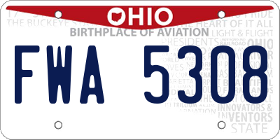 OH license plate FWA5308