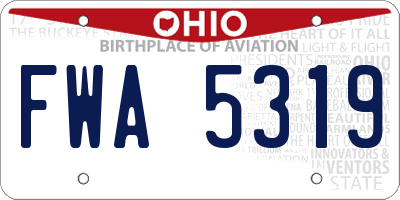 OH license plate FWA5319