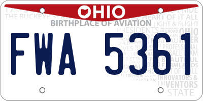OH license plate FWA5361