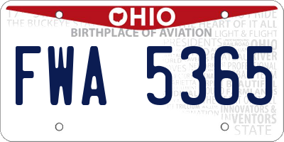 OH license plate FWA5365