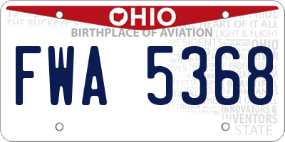 OH license plate FWA5368