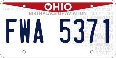 OH license plate FWA5371