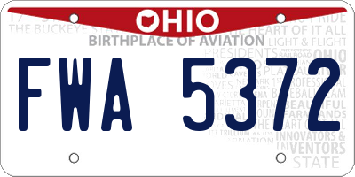 OH license plate FWA5372
