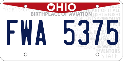 OH license plate FWA5375