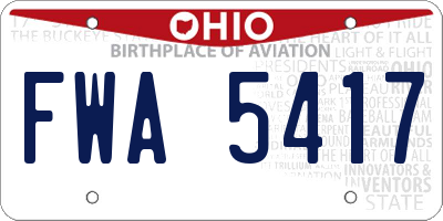 OH license plate FWA5417