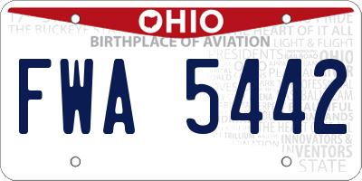OH license plate FWA5442
