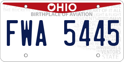 OH license plate FWA5445