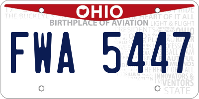 OH license plate FWA5447