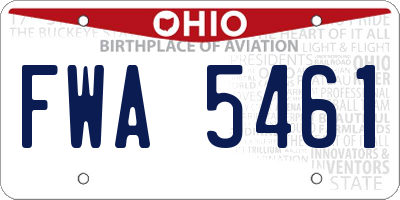 OH license plate FWA5461