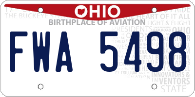 OH license plate FWA5498