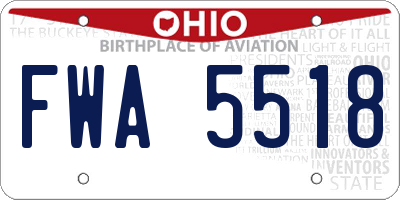 OH license plate FWA5518