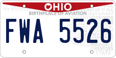 OH license plate FWA5526