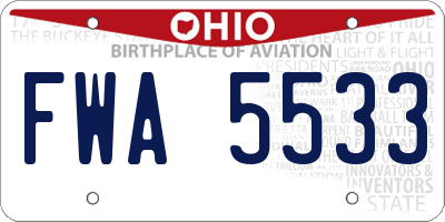 OH license plate FWA5533