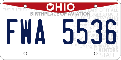 OH license plate FWA5536