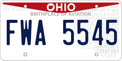 OH license plate FWA5545