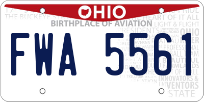 OH license plate FWA5561