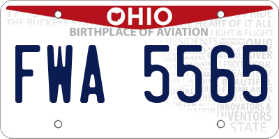 OH license plate FWA5565