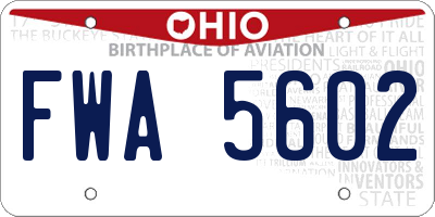 OH license plate FWA5602