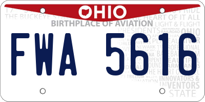 OH license plate FWA5616