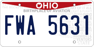 OH license plate FWA5631