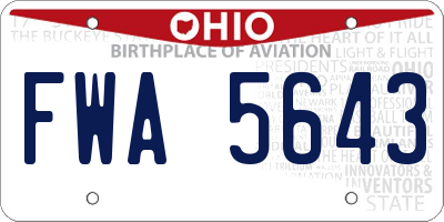 OH license plate FWA5643