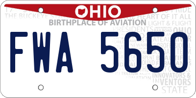 OH license plate FWA5650
