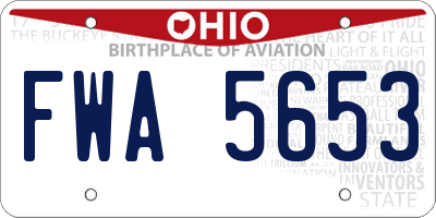 OH license plate FWA5653