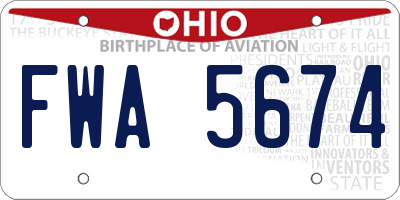 OH license plate FWA5674