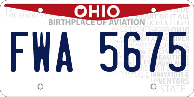 OH license plate FWA5675