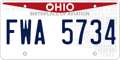 OH license plate FWA5734