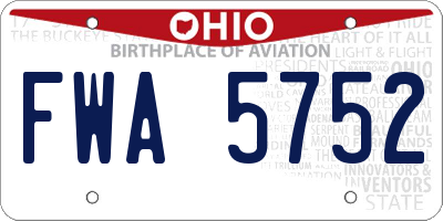 OH license plate FWA5752