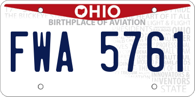 OH license plate FWA5761