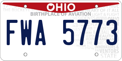 OH license plate FWA5773