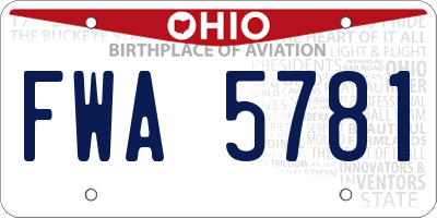 OH license plate FWA5781