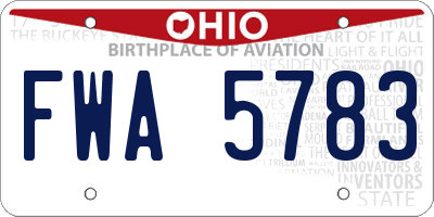 OH license plate FWA5783