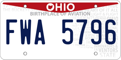 OH license plate FWA5796