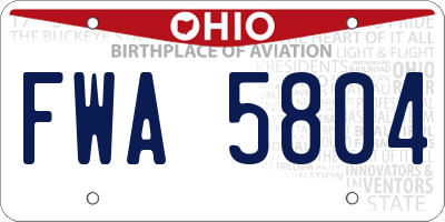 OH license plate FWA5804
