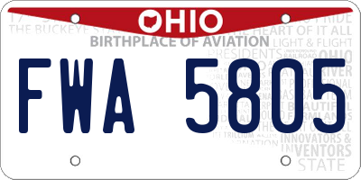 OH license plate FWA5805