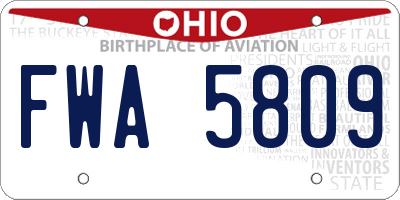 OH license plate FWA5809